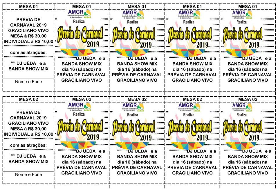 Ingresso Previa de Carnaval 2019